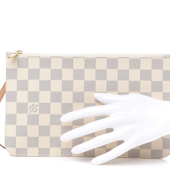 Auth NEW Louis Vuitton Azur neverfull wristlet GM beige interior - Picture 7 of 8